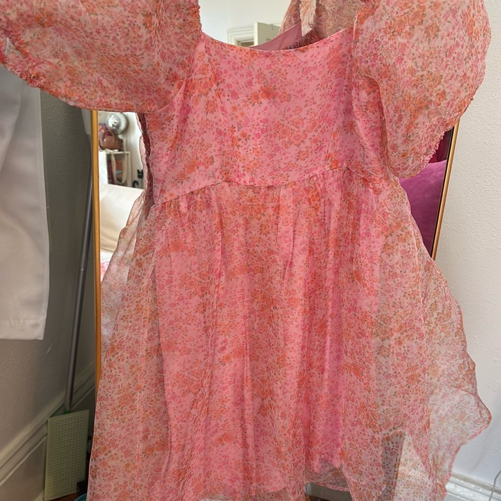 Floral Pink and Orange Dress